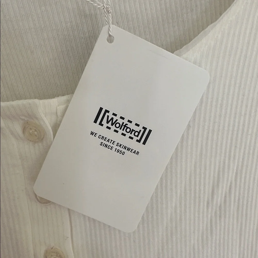 Wolford White Ribbed Long Sleeve Henley Bodysuit - Picture 10 of 16